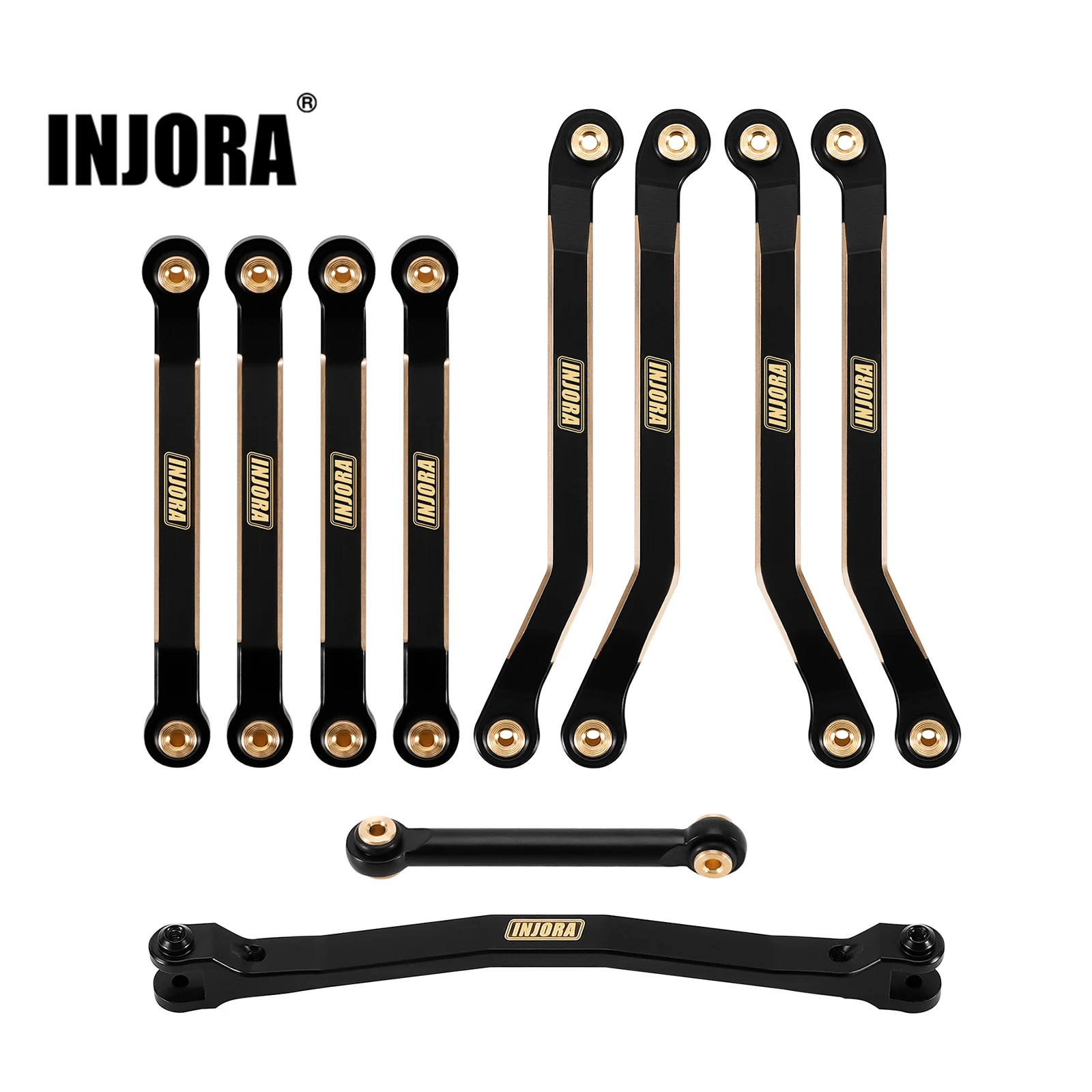 INJORA High Clearance Chassis Links Steering Links for 1/24 FMS FCX24M (Black Coating Brass)