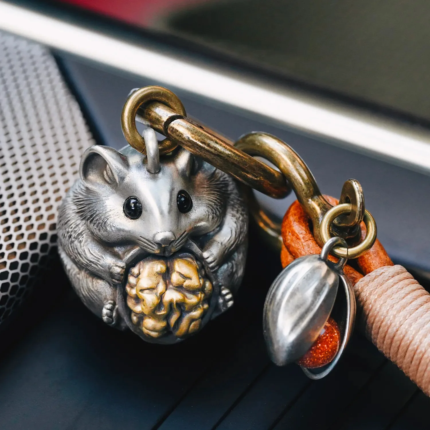 COPPERTIST.WU Hamster Bell Decor Bells Keychain w Key Ring - Good Luck Charm Cute Animal Accessories Gift for Women Men