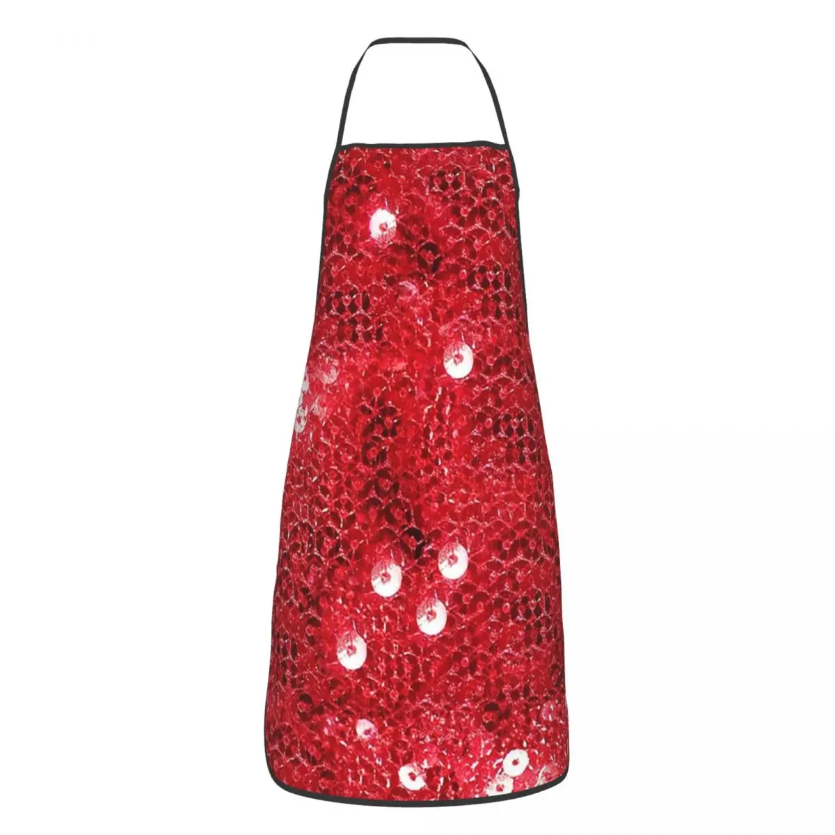 Festive Red (Sequins ) Apron Chef Cooking Cuisine Tablier Waterproof Bib Kitchen Cleaning Pinafore for Women Men Painting