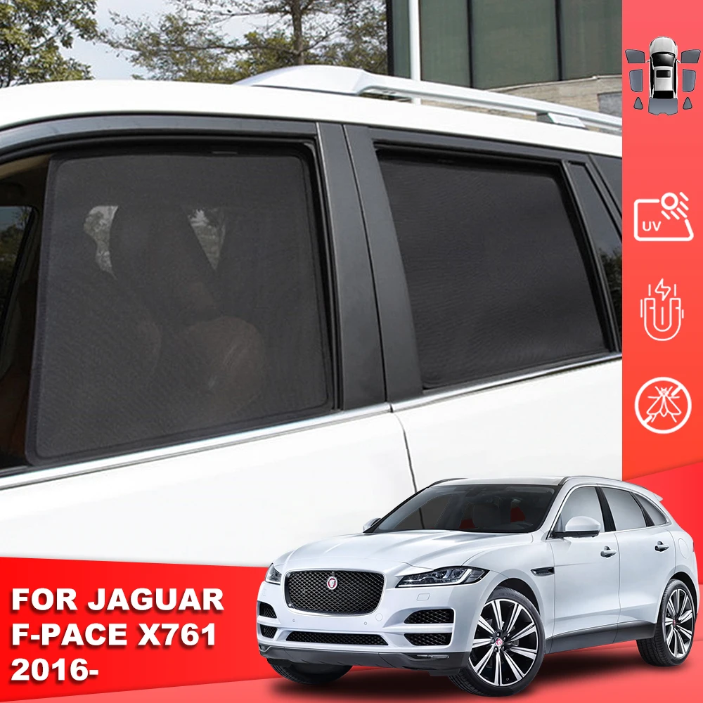 For Jaguar F-pace X761 2016-2024 Magnetic Car Sunshade Shield Front Windshield Curtain Rear Side Baby Window Sun Shade Visor