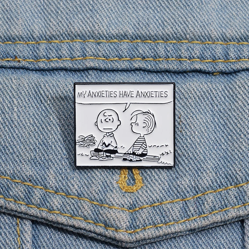 My anxiety tiene alfileres esmaltados, insignias de cacahuetes en mochila, accesorios para joyería, broches de moda