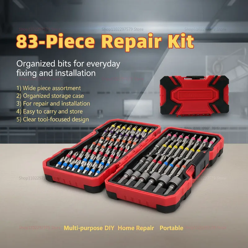 

Набор из 83 насадок для отверток и ударных дрелей, магнитные, из стали S2, удлиненные, для защиты от несанкционированного доступа, портативный, с кейсом, аксессуары для электроинструментов.