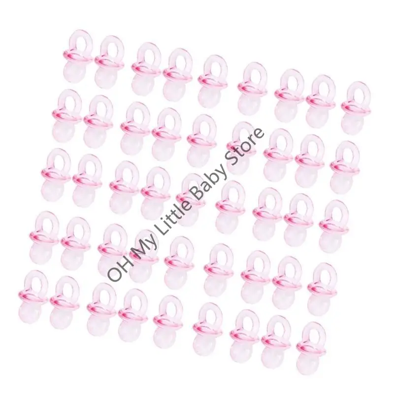 

M76C Pack of 50Pcs Acrylic Pacifiers for Baby Shower Game and Gender Reveal Party Decorations Blue/Pink Gift