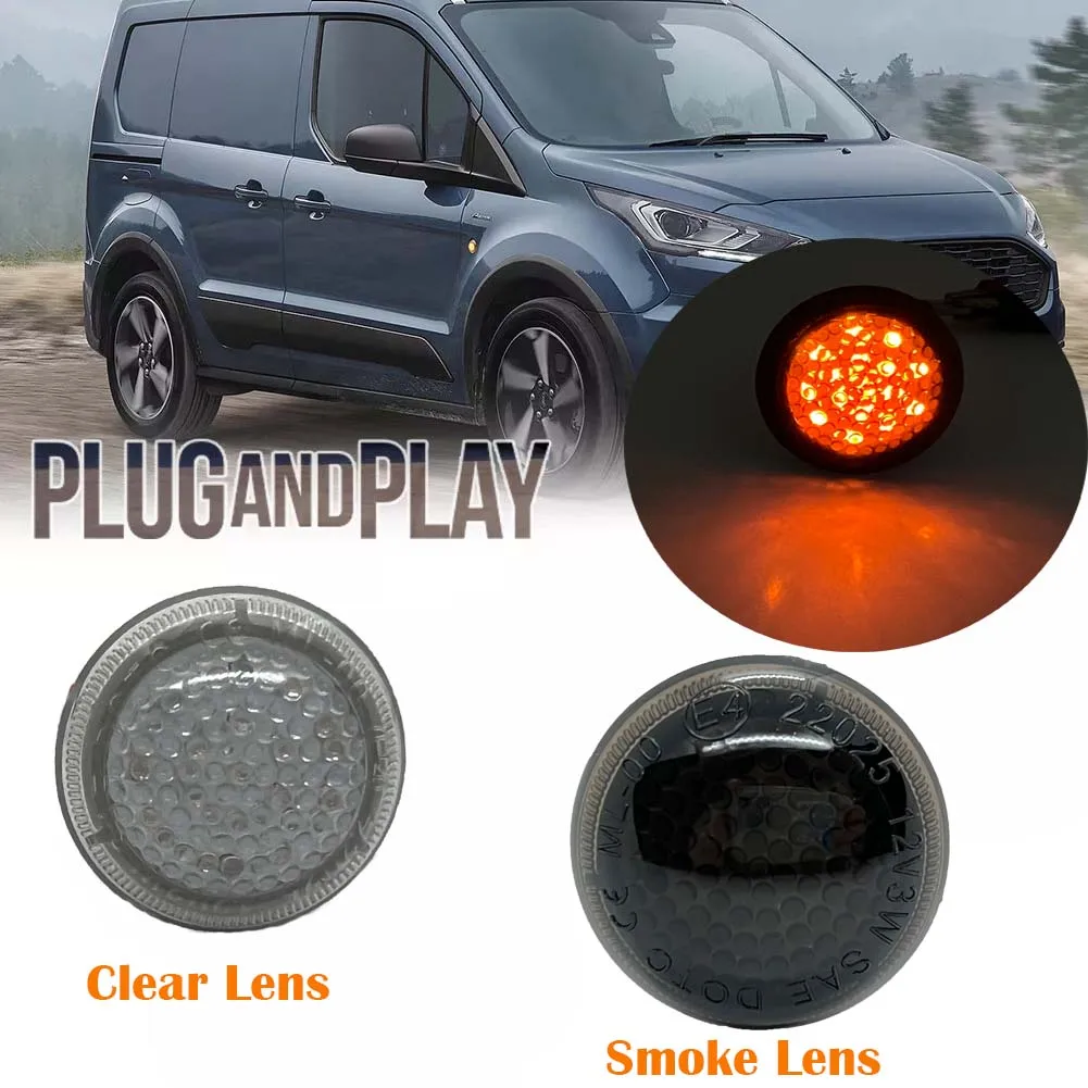 

2pcs Smoked or Clear Lens 2010-2021 For 2016 Ford Transit Connect Side Marker Lights Accessories Turn Signal Light 9T1Z13K376