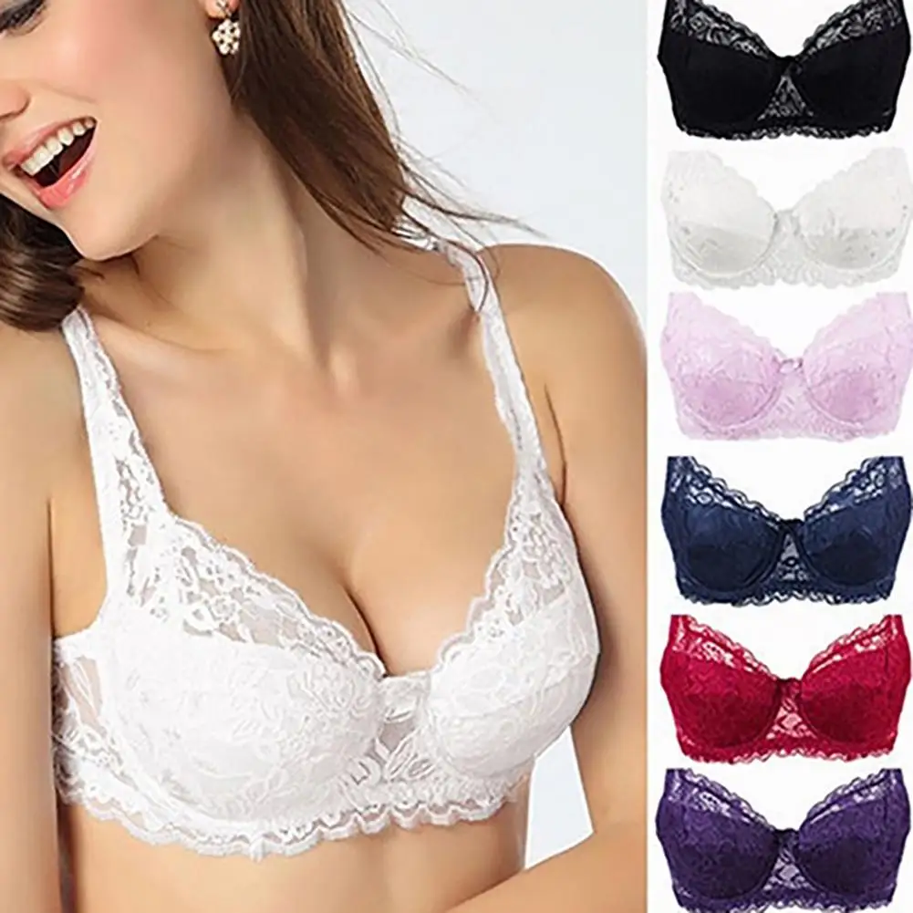 Women Sexy Lace Adjustable Bra Deep V Push Up Shaping Padded Brassiere For Daily Wear Plus Size Sexy Lace Bralette Cross Side