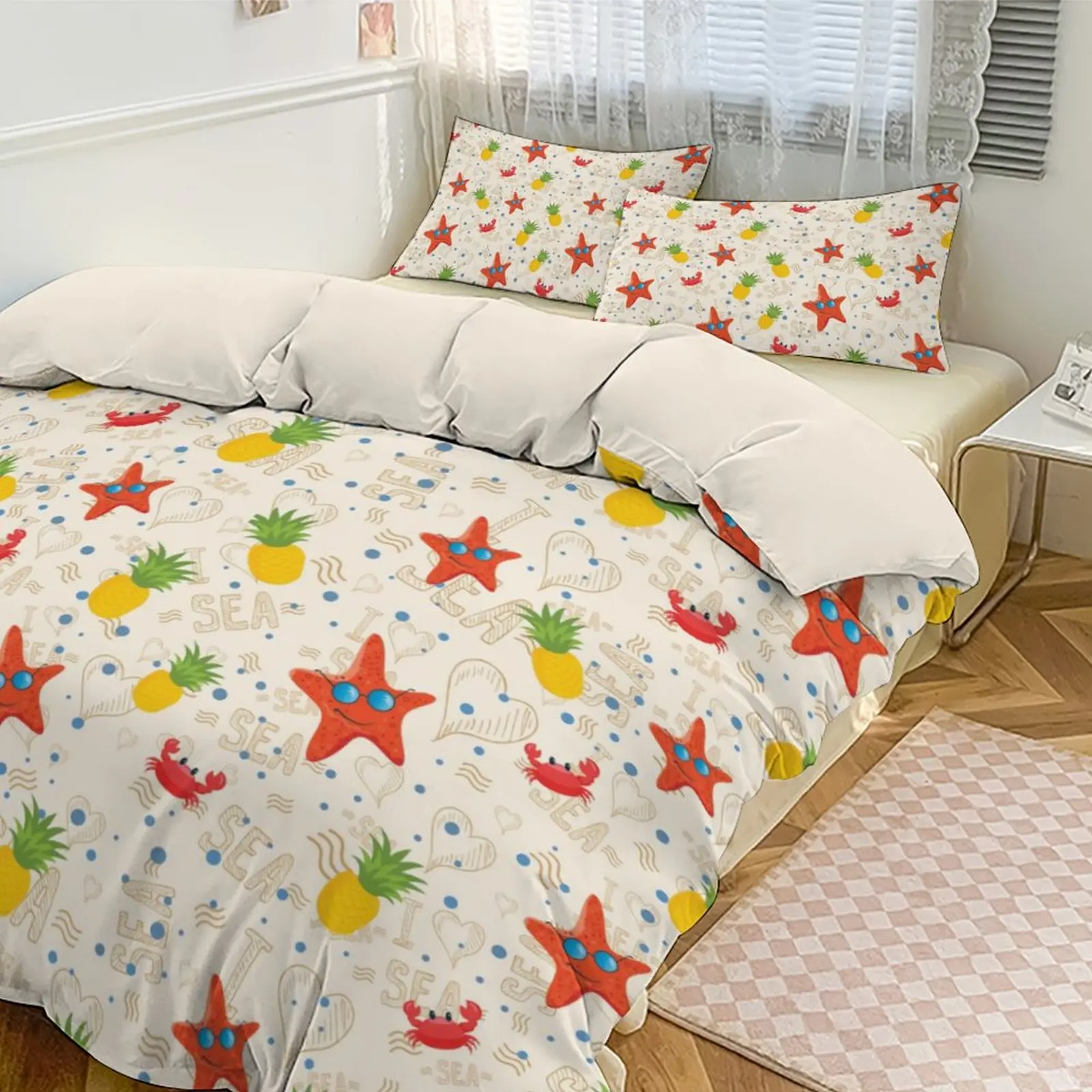 

Ocean - Style Starfish Thickened Bedding Set, Soft Skin - friendly Fabric, Duvet Cover + Pillowcases