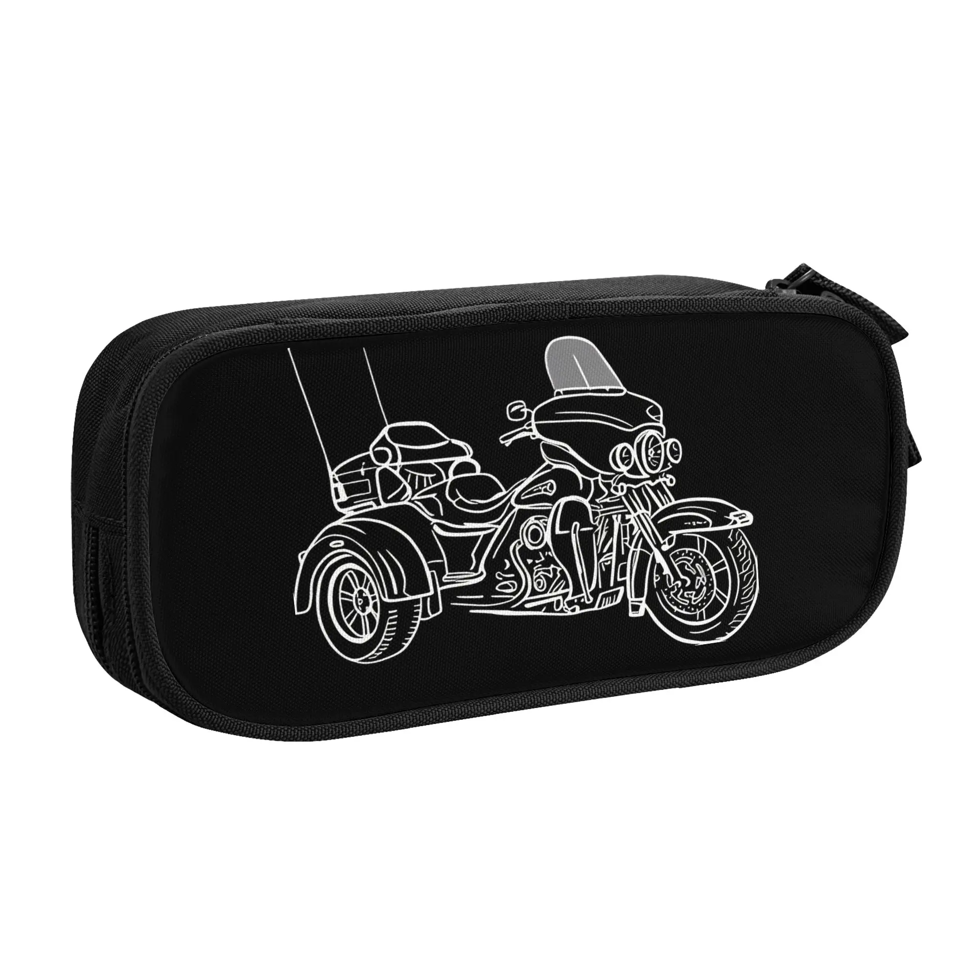1 piece Lightweight Trike Bike Pencil Case Boys Pen Bag Motorcycle Line Art School Stationery Bag