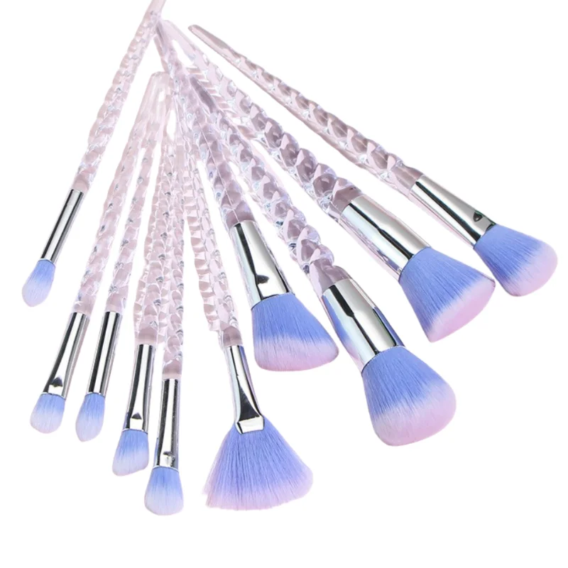 10 pcs/set Brilliant in color crystal clean screw lever hand skin-friendly metal ferrule cosmetic brush set with customized