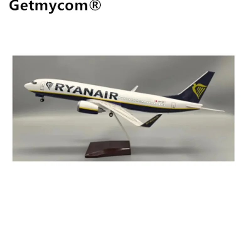 1:85 Scale 47cm 737 Aircraft Model Ryanair Ireland B737-800 Aircraft Model Die-Cast Resin Aircraft with LED Lights