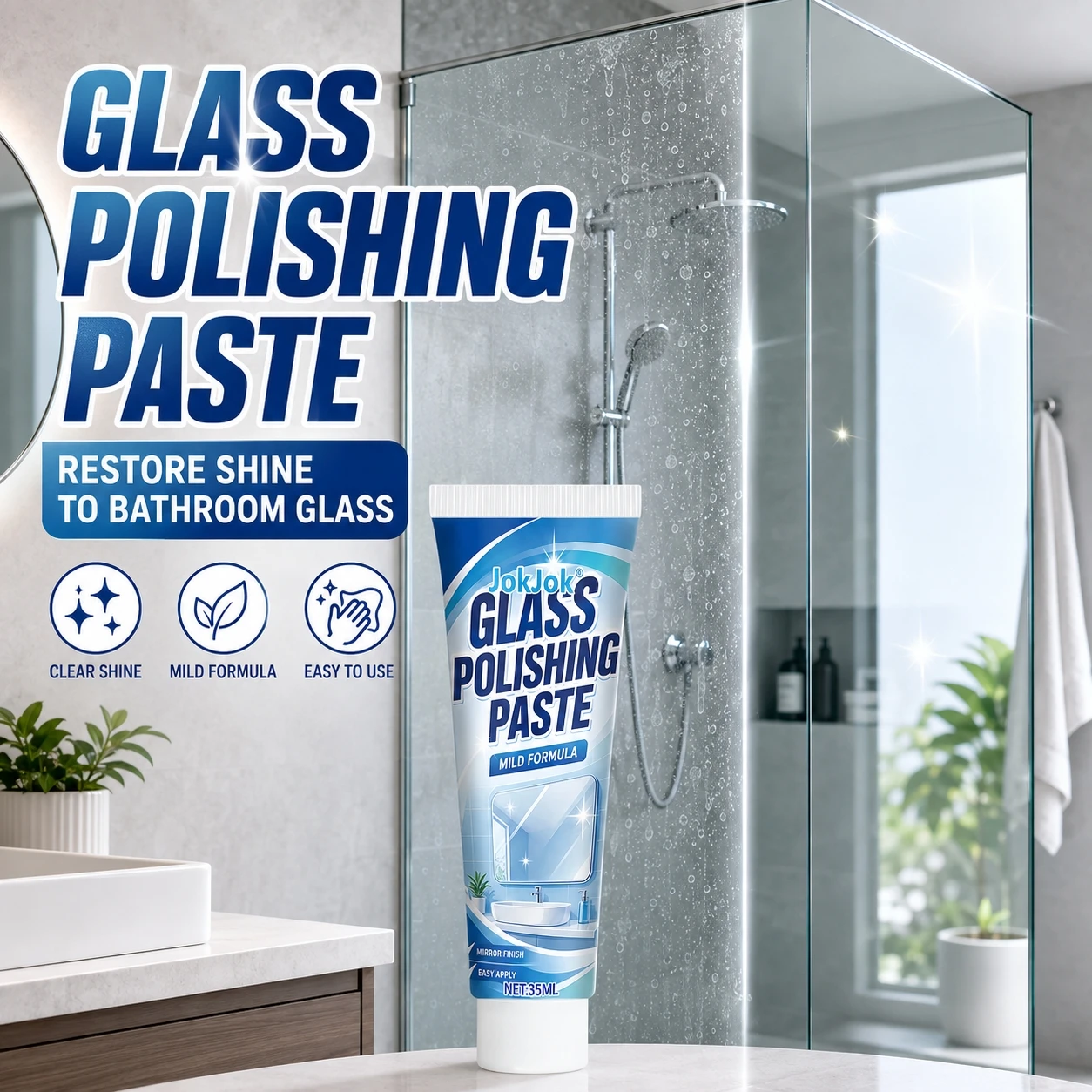 Daily Care Paste for Shower Screens And Tile Surfaces, Helps Refresh Dull-Looking Areas And Everyday Residue, Convenient Paste