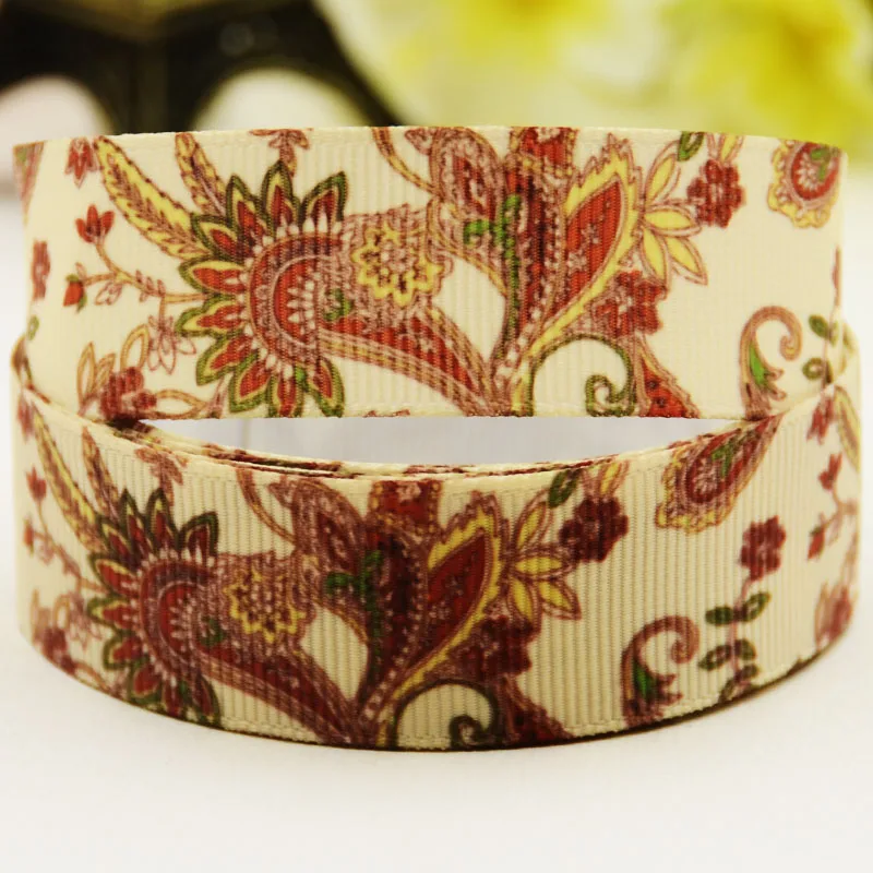 22mm 25mm 38mm 75mm Paisley pattern cartoon printed Grosgrain Ribbon party decoration 10 Yards satin ribbons