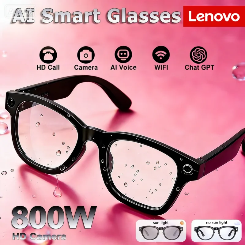 Умные AI-очки Lenovo 8K с Bluetooth-звонками, голосовым помощником, музыкальным плеером, функцией перевода, фотоподсветкой и многофункциональные солнцезащитные очки