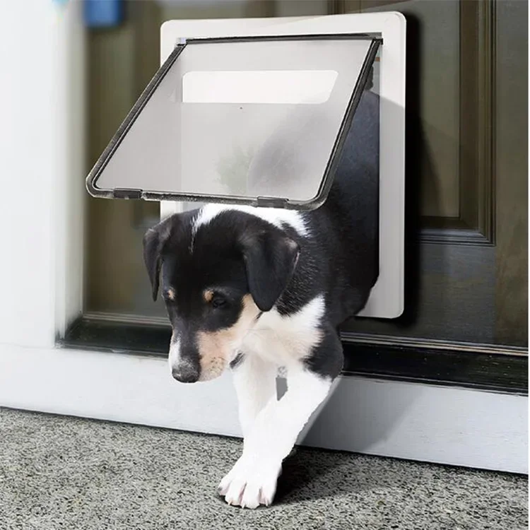 Pet Door Free Entry Dog Hole Cat Door Fenced Access Bidirectional Plastic Door Security Lock Sliding Pet Accessories