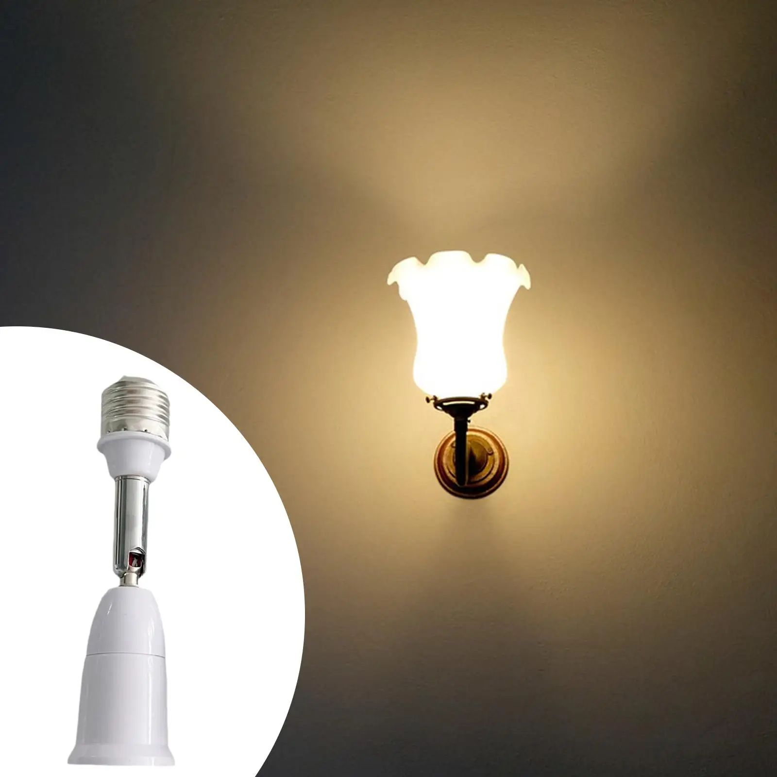 

Компактный удлинитель-переходник для лампы E27, белый и серебристый, для узких пространств, для использования внутри помещений