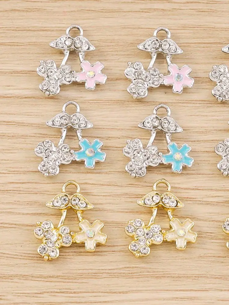 Tusember 10 Stück Exquisite Kristall-Kirsch-Anhänger-Charms für modische Ohrhänger, Halsketten, DIY-Schmuckherstellung und Zubehör – Detail 2
