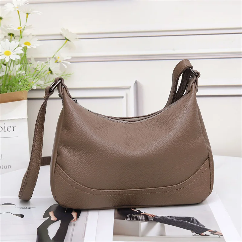 

Casual Small Genuine Leather Shoulder Bag Real Cow Leather Handbag Woman Fashion Ladies Cowhide Crossbody Bag