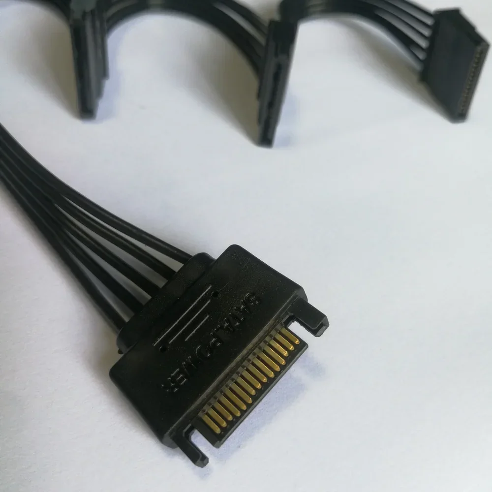PC 서버 컴퓨터 하드 드라이브 15 핀 SATA 1 ~ 3 수-암 분배기 전원 케이블 18awg, 1 개입