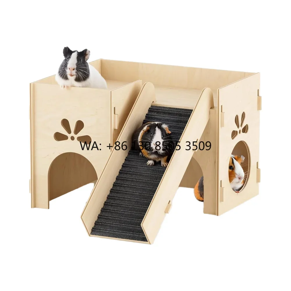 

Luxury Modern Eco-Friendly Large Wooden Pet House for Small Animals Rabbits Guinea Pigs Castle Tower Climbing Living Winter