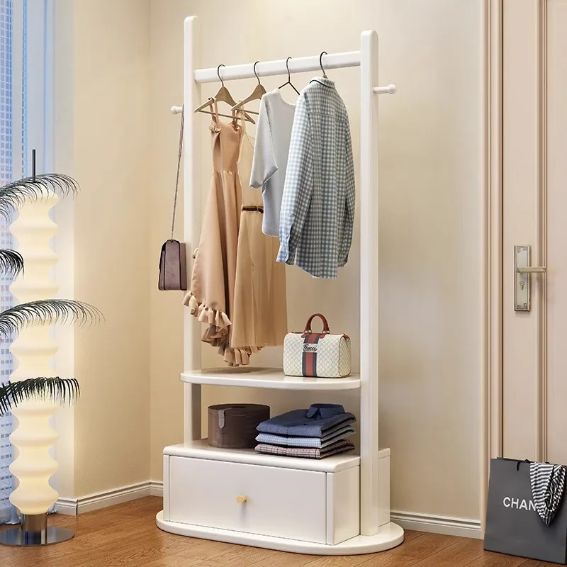 PYH solid wood coat rack storage cabinet integrated floor-standing clothes rack with drawer room storage rack