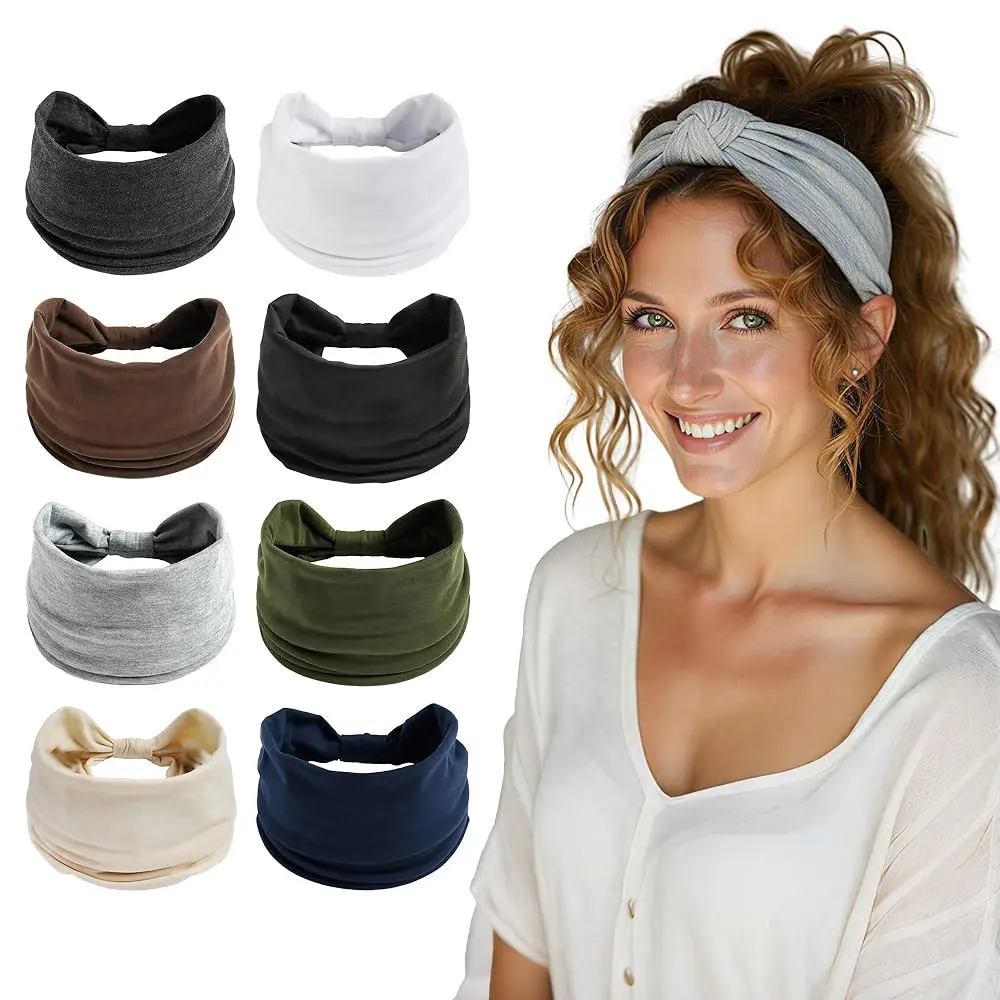 

8 Pack Headbands for Women, Wide Non-Slip Hair Wraps, Stylish Fashion Headbands for Girls & Women