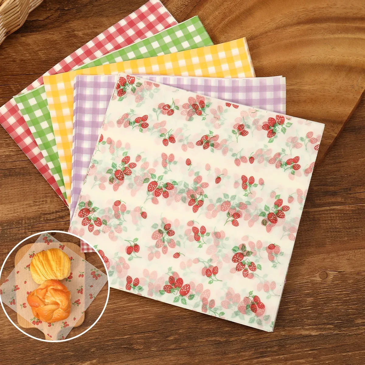 50Pcs Oilproof Wrapping Paper for Bread Sandwich Burger Fries, Food-grade Wax Paper Baking Tools Kitchen Gadgets For Party Gift view 2