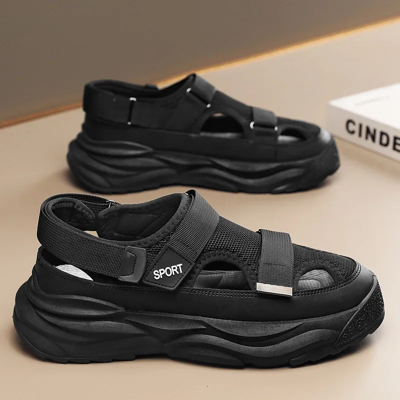 Chaussures creuses d'été pour hommes, sandales à la mode, chaussures de sport de plein air résistantes, confortables pour hommes
