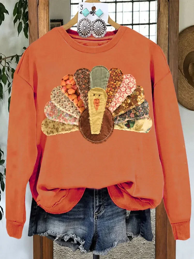 Thanksgiving Turkey Print  Sweatshirt