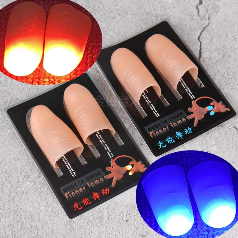 2 Pcs/set Magic Thumbs Light Toys Adult Props Blue Led Flashing Fingers Halloween Party Toys Illuminated Gloves for Children