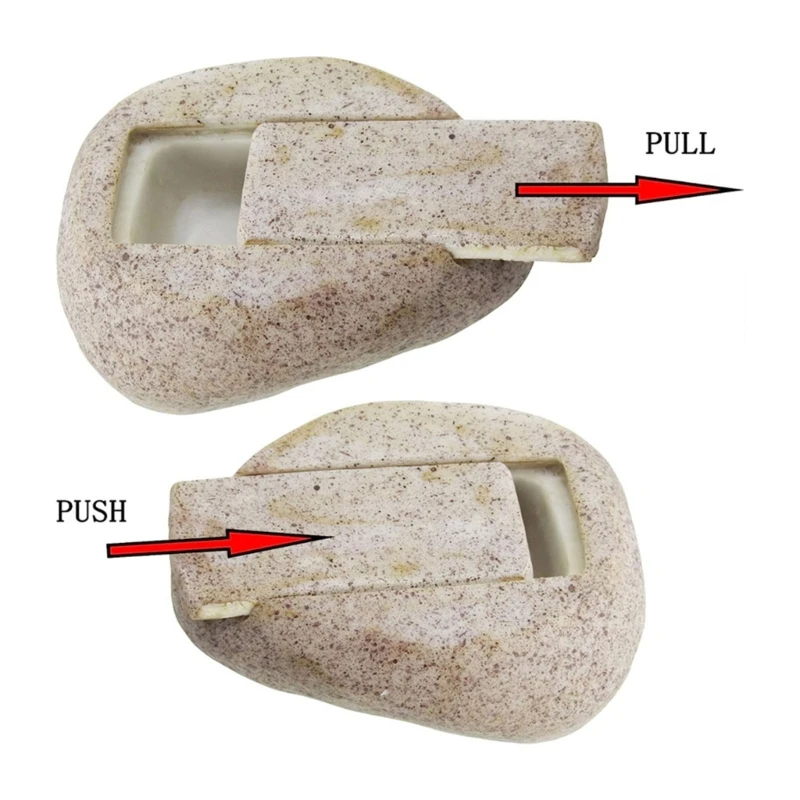 หินเทียมซ่อนกุญแจเงิน Anti-lost Insurance Resin Garden Rock Hider Box