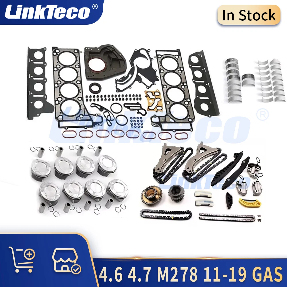 Engine Parts Set Pistons and Main Con-rod Bearing Timing Chain Kit 4.7 L M278 Gas V8 11-19 For Mercedes-Benz W222 X222 W212 X166