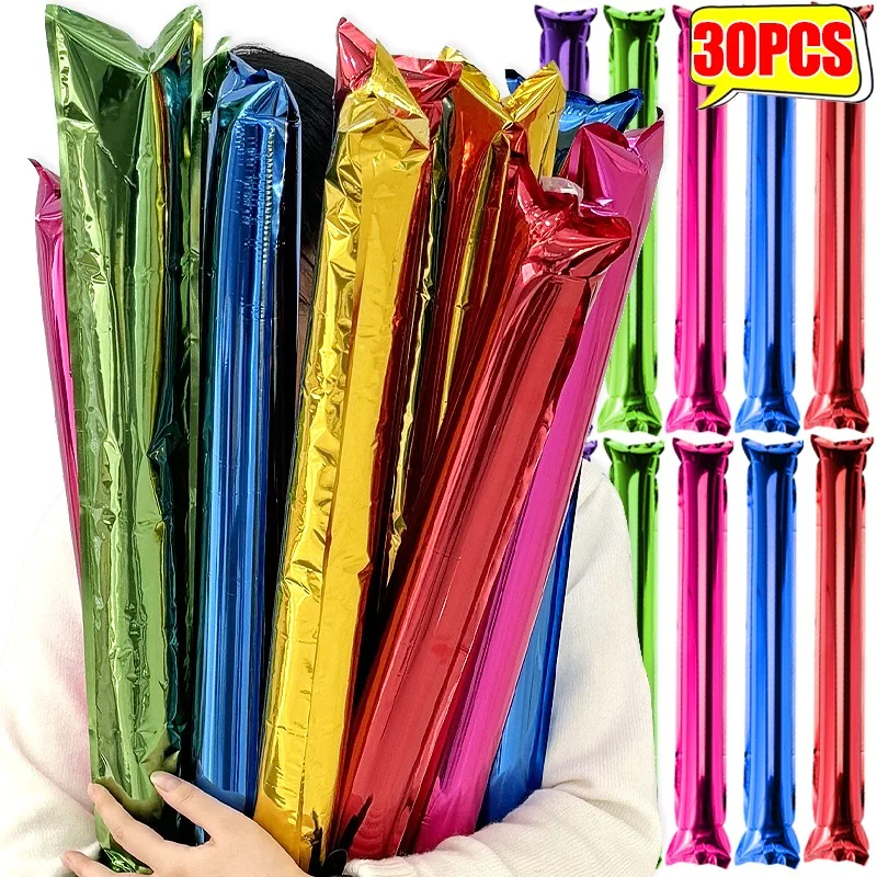 2-30Pcs Long Balloon Inflatable Aluminum Film Sticks Clapping Sticks Sports Party Cheer Handheld Inflatable Stick Noise Maker