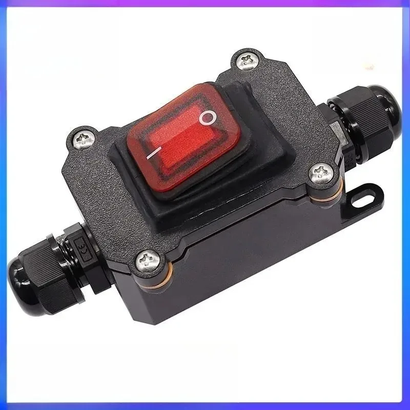 

For 12V-24V Inline Power Cord Switch Auto Accessories Waterproof 110V-220V Junction Box IP67 30A Marine Rocker Switch