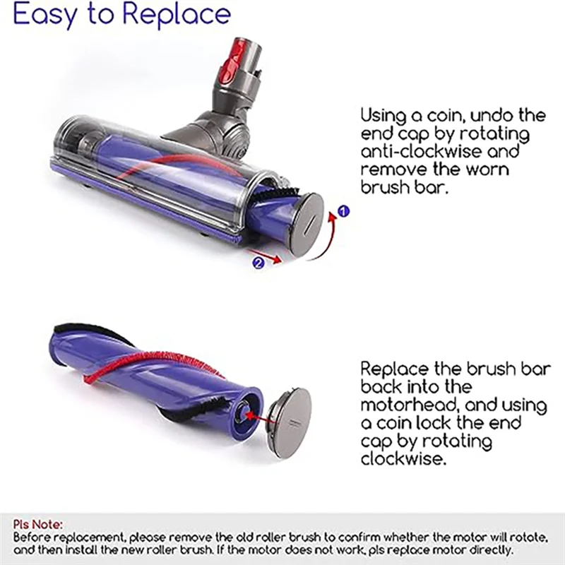 Szczotka turbinowa do odkurzacza Dyson V7 V8 V10 V11 V15 Szczotka silnikowa o wysokim momencie obrotowym Szczotka rolkowa z napędem bezpośrednim