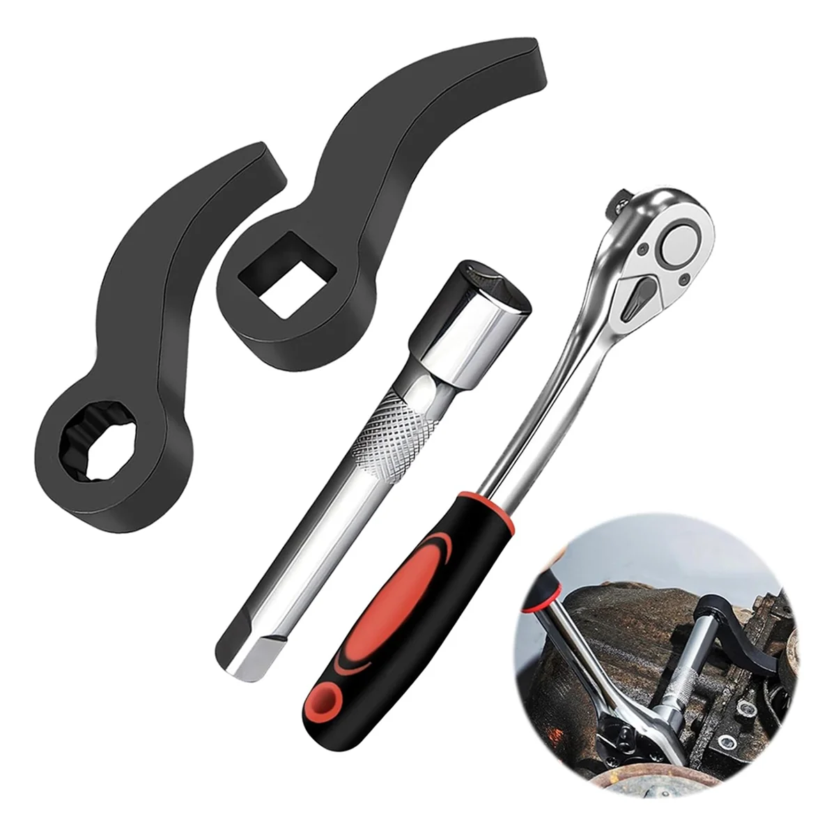 ABNJ 4Pcs Wrench Adaptor, 2Pcs Crowbar Adapter 1/2 Inch & Ratchet Wrench 1/2 Inch,Car Repairing Tools with Extension Bar - view 5