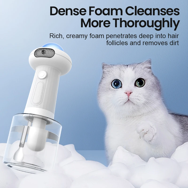 ROJECO Automatic Pet Soap Dispenser Wireless Electric Cat Foaming Machine Dog Cleaning Bath Shampoo Foam Sprayer Pet Supply