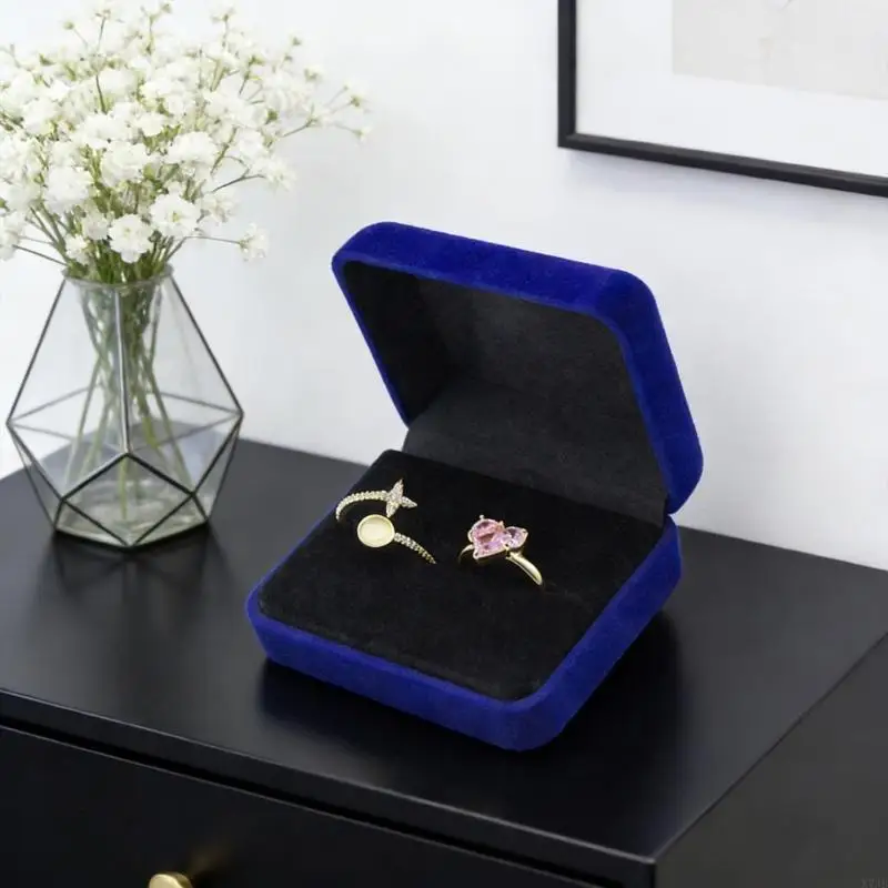 Compact Travel Ready Velvety Covered Ring Holder Featuring Top Security For Jewelry Safety On The Go
