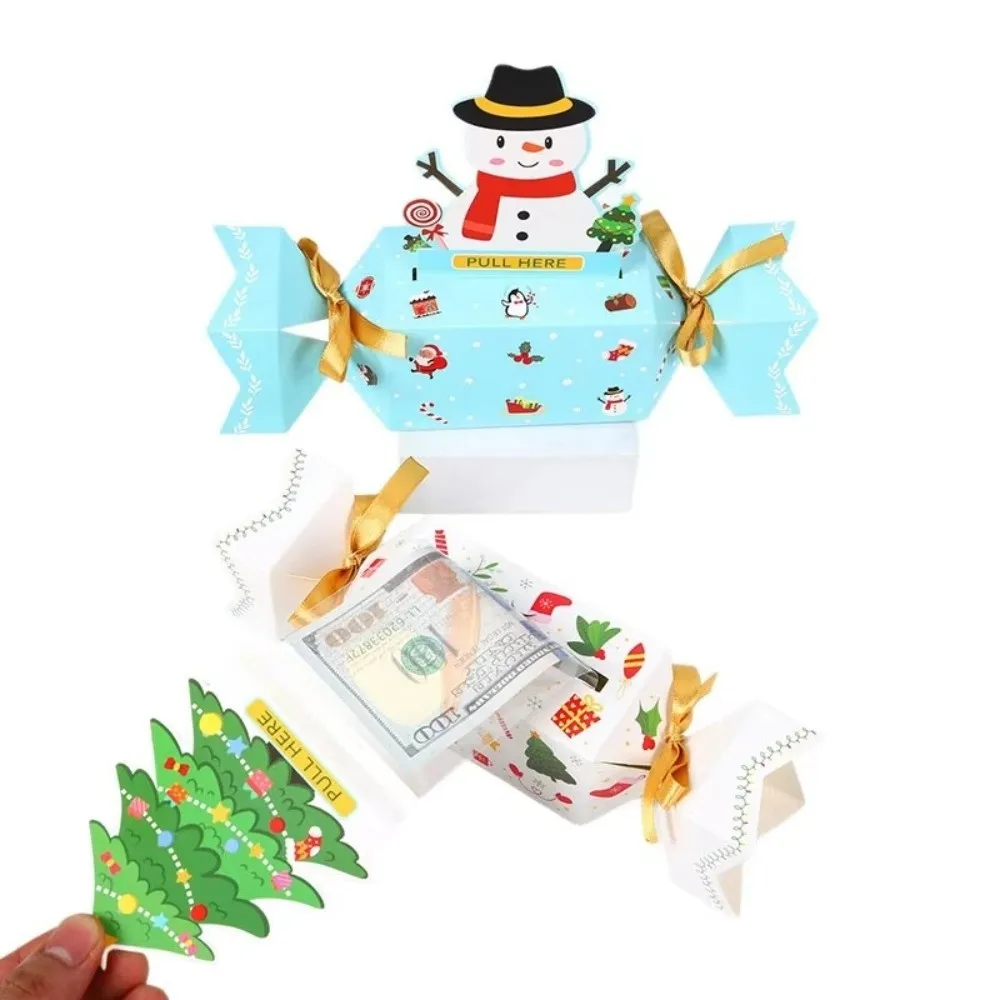 8 boîtes cadeaux DIY en forme de bonbon avec ruban, boîte à monnaie transparente à tirer, idéale pour Noël.