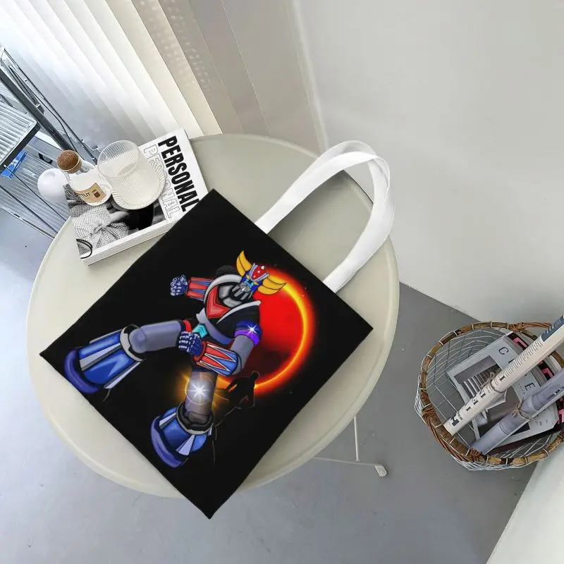 Goldorak Grendizer artykuły spożywcze torby na zakupy śliczny nadruk płótno Shopper torba na ramię Anime UFO Robot Goldrake torebka