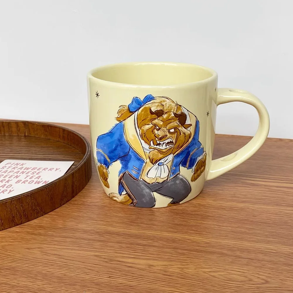 Disney Beauty and the Beast Coffee Cup Action Figure Toys Cartoon Belle Prince Adam Disney Cute Mug Cup Ceramic Mugs Kids Gifts