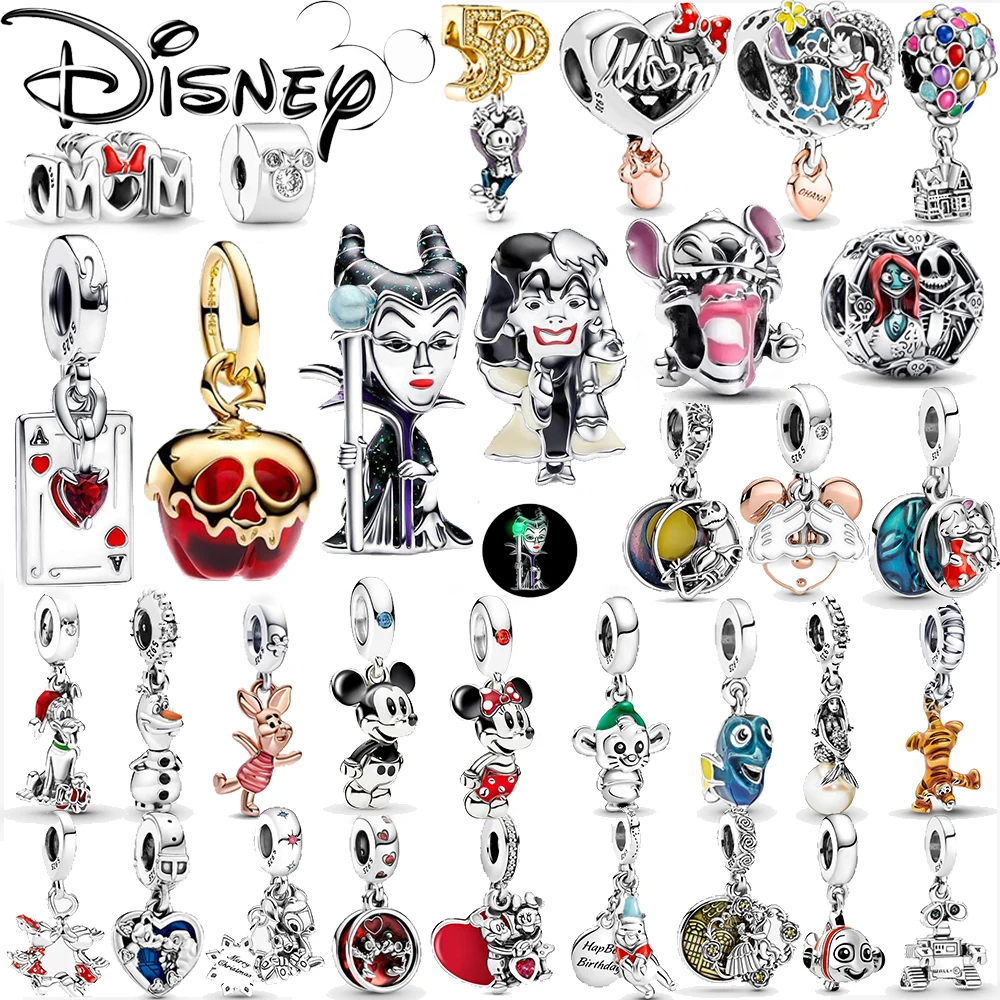 Disney Stitch Charm Villain Devil Cruella Beads Fit Pandora Original  925 Sterling Silver Bracelet Charms For Lady Jewelry Gift