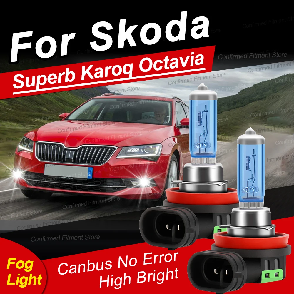 

2Pcs Halogen Bulbs H8 Canbus No Error Car Front Fog Lamps 200W 6000K Super Bright White Lights For Skoda Superb Karoq Octavia