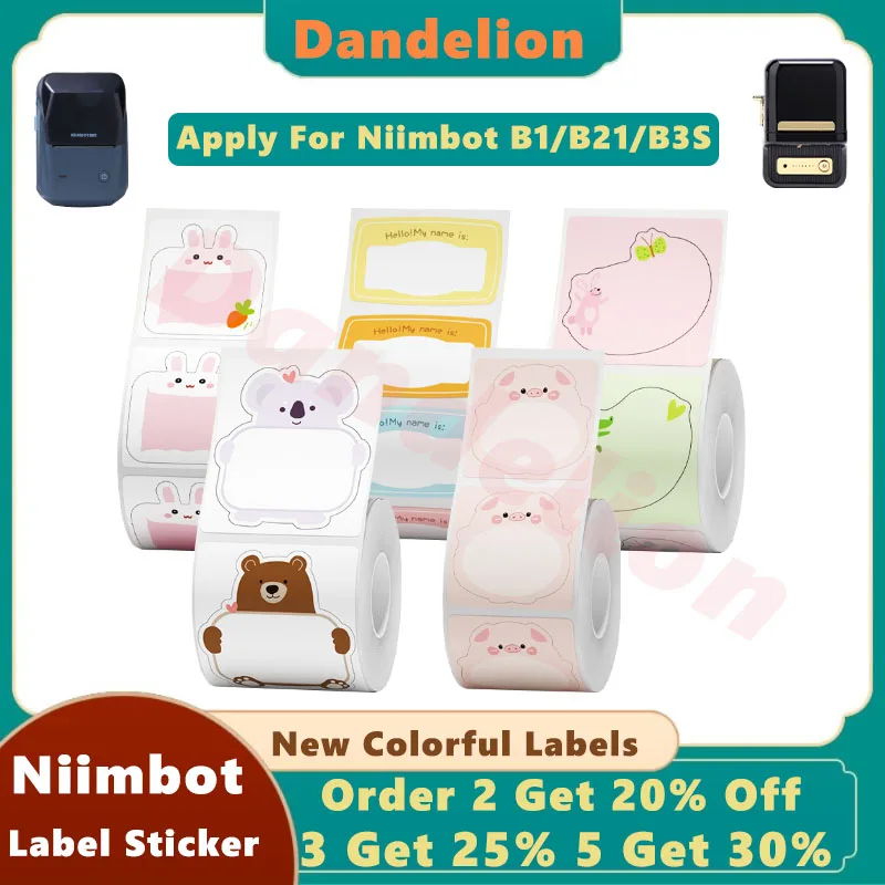 NIIMBOT Color Sticker Rolls Heat Synthetic Paper Suitable For Model B1/B203/B21/B3S Mini Label Printer