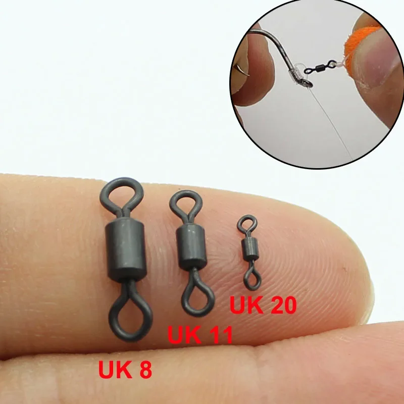 40PCS Micro Swivels Rig Rolling Swivel for D-Rig Ronnie Chod Running Rig Hooks for Boilies Carp Fishing Accessories Tackle