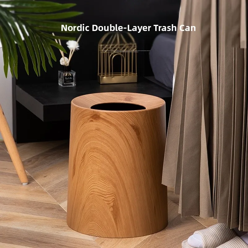 

Большой мусорный бак в ретро-китайском стиле для гостиной и спальни, круглой формы, с двумя отсеками, для домашнего использования, для уборки дома.