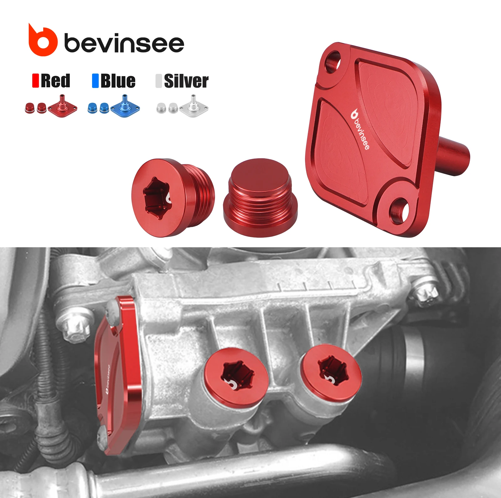 BEVINSEE Oil Thermostat Housing Plugs Billet Aluminum for N54 N55 S55 Engines for BMW E90 E92 E93 E91 E60 E82 F10 F30 F20 X3 F25