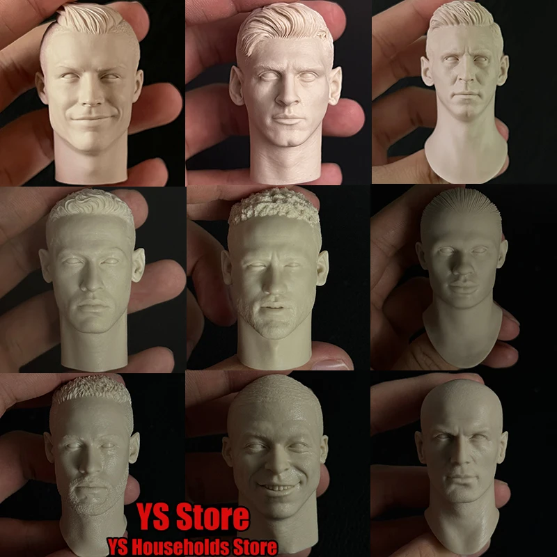 1/6 Football Athlete Man Soldier Unpainted Head Sculpture Model Sport Toys Scene Accessory For 12