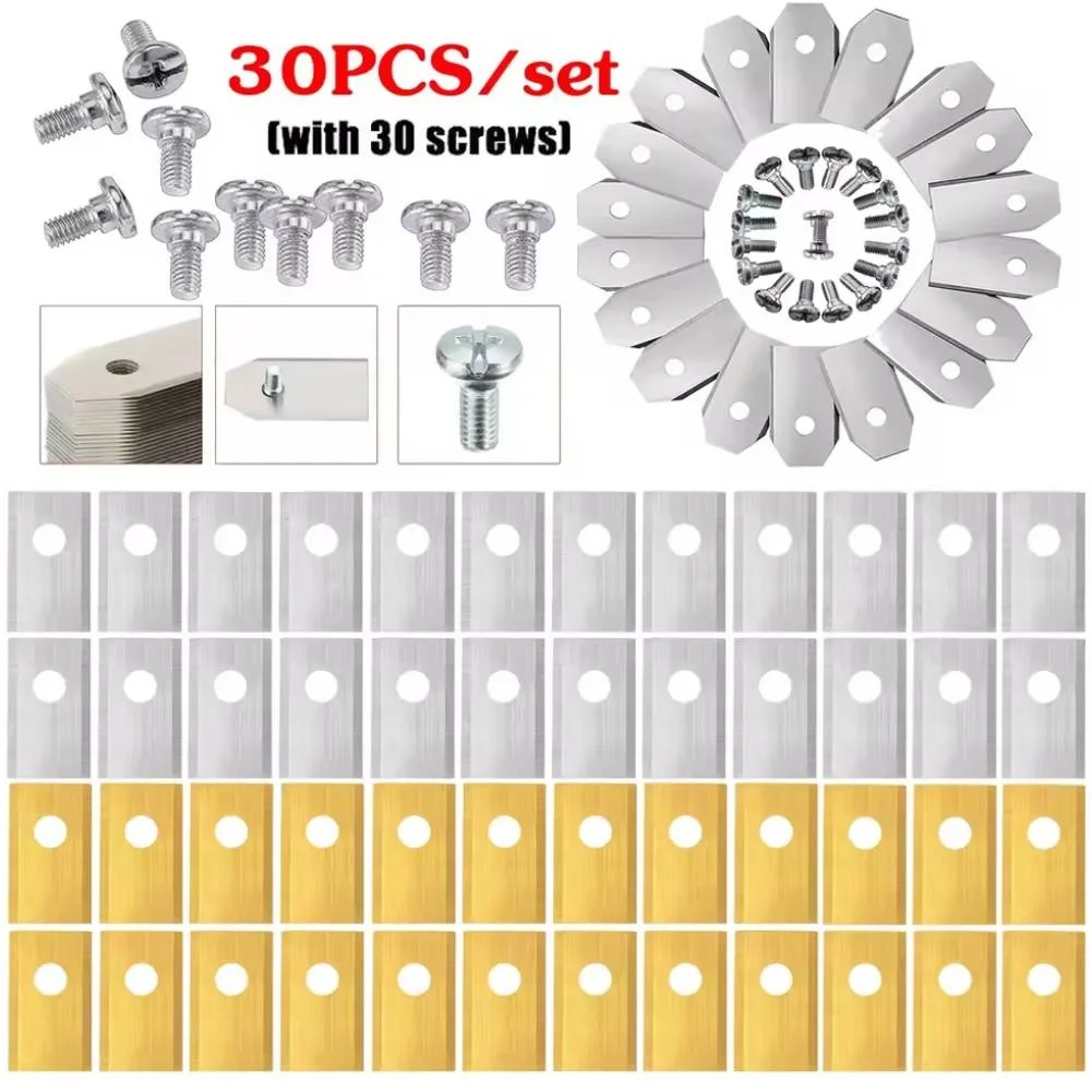 18/36PCS Grass Trimmer Blades Stainless Steel Lawn Mower Cutting Blade Screw Kit Replacement for Worx Landroid Robotic Lawnmower