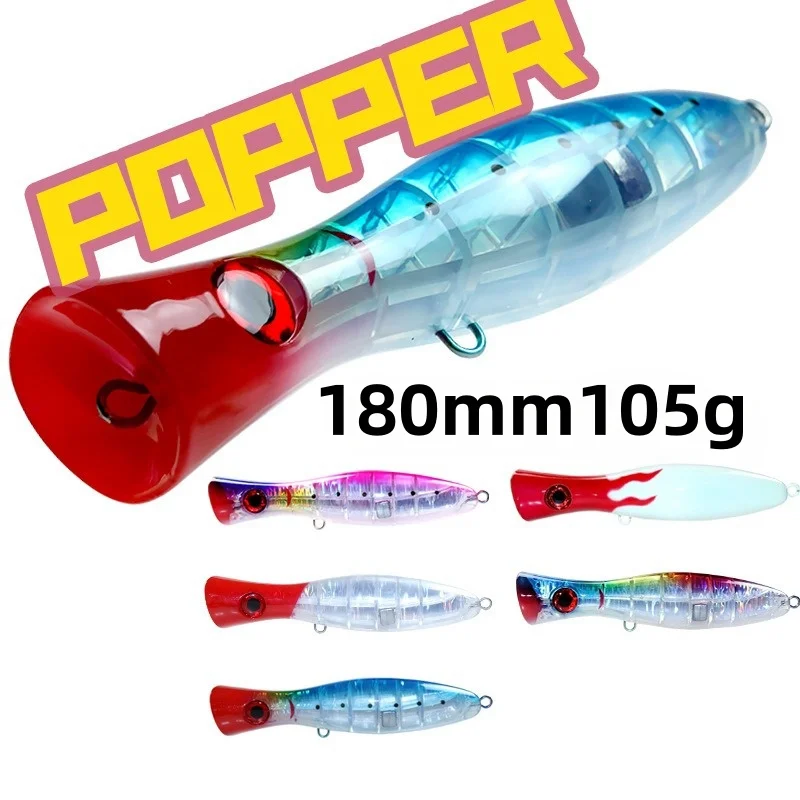 

1Pcs Topwater Big Popper 180mm105g Floating Fishing Lures Treble Hooks Wobblers Artificial Hard Baits Isca Fishing Tackles