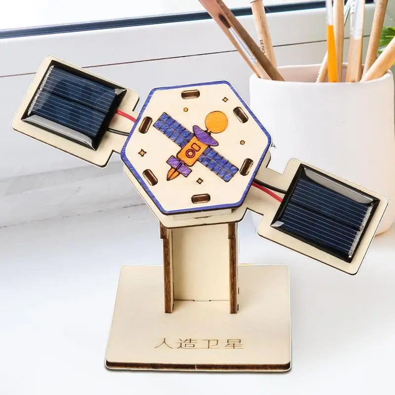 لوحة الأقمار الصناعية الشمسية نموذج الأقمار الصناعية ثلاثية الأبعاد لعبة تجميع البناء لمشروع المدرسة ألعاب تجربة المدرسة الإبداعية ل