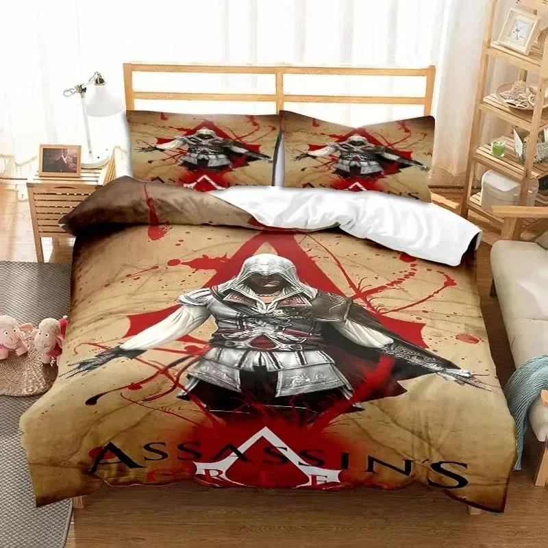 Juego A-Assassin S Creed Art juego de cama juego de funda nórdica para jugadores dormitorio de niños adultos individual doble tamaño King edredón regalo para niños